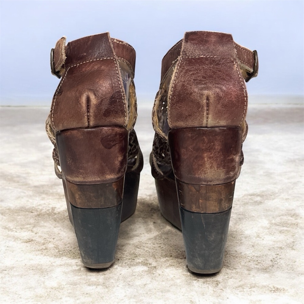 Bed Stu Leather Brown Wedge Sandals Totally Cool size 10 - Picture 4 of 9